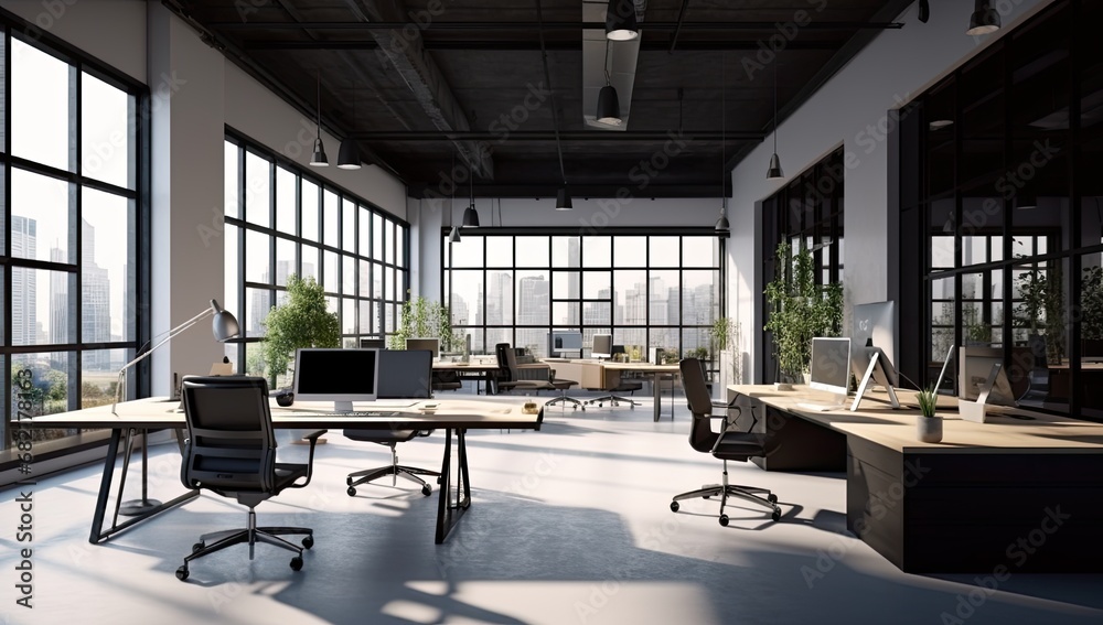 Fototapeta premium Free photo of beautiful empty office with table and chair ,modern setup