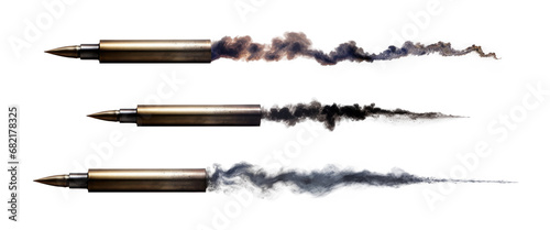 Set of bullet trails isolated on transparent background. photo