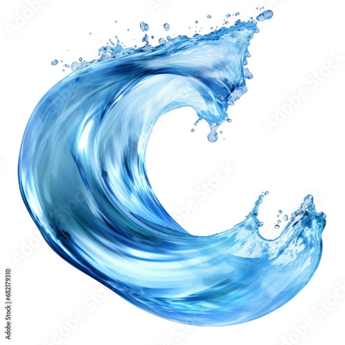 A Majestic Blue Wave Crashing Against a Serene White Canvas. PNG File