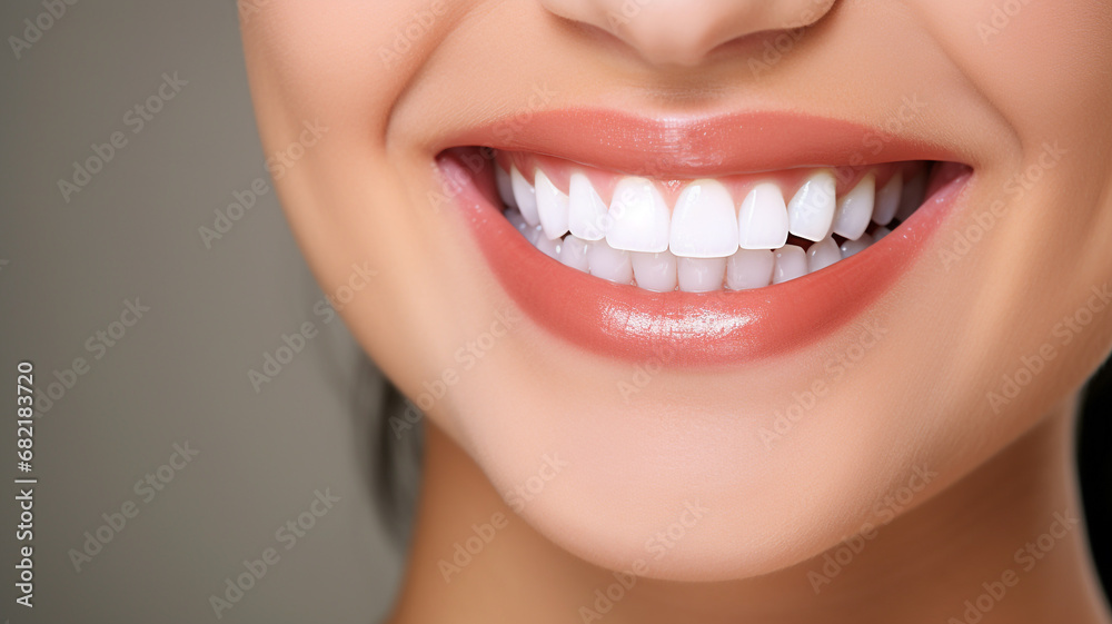 Obraz premium a beautiful young model woman smiling with clean teeth. used for a dental ad isolated on white background