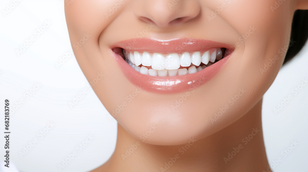 Fototapeta premium a beautiful young model woman smiling with clean teeth. used for a dental ad isolated on white background