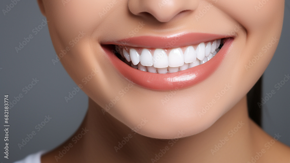 a beautiful young model woman smiling with clean teeth. used for a dental ad isolated on white background a beautiful young model woman smiling with clean teeth. used for a dental ad isolated on white background