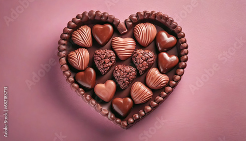 Chocolate hearts on a big heart shaped chocolate. © Cagkan