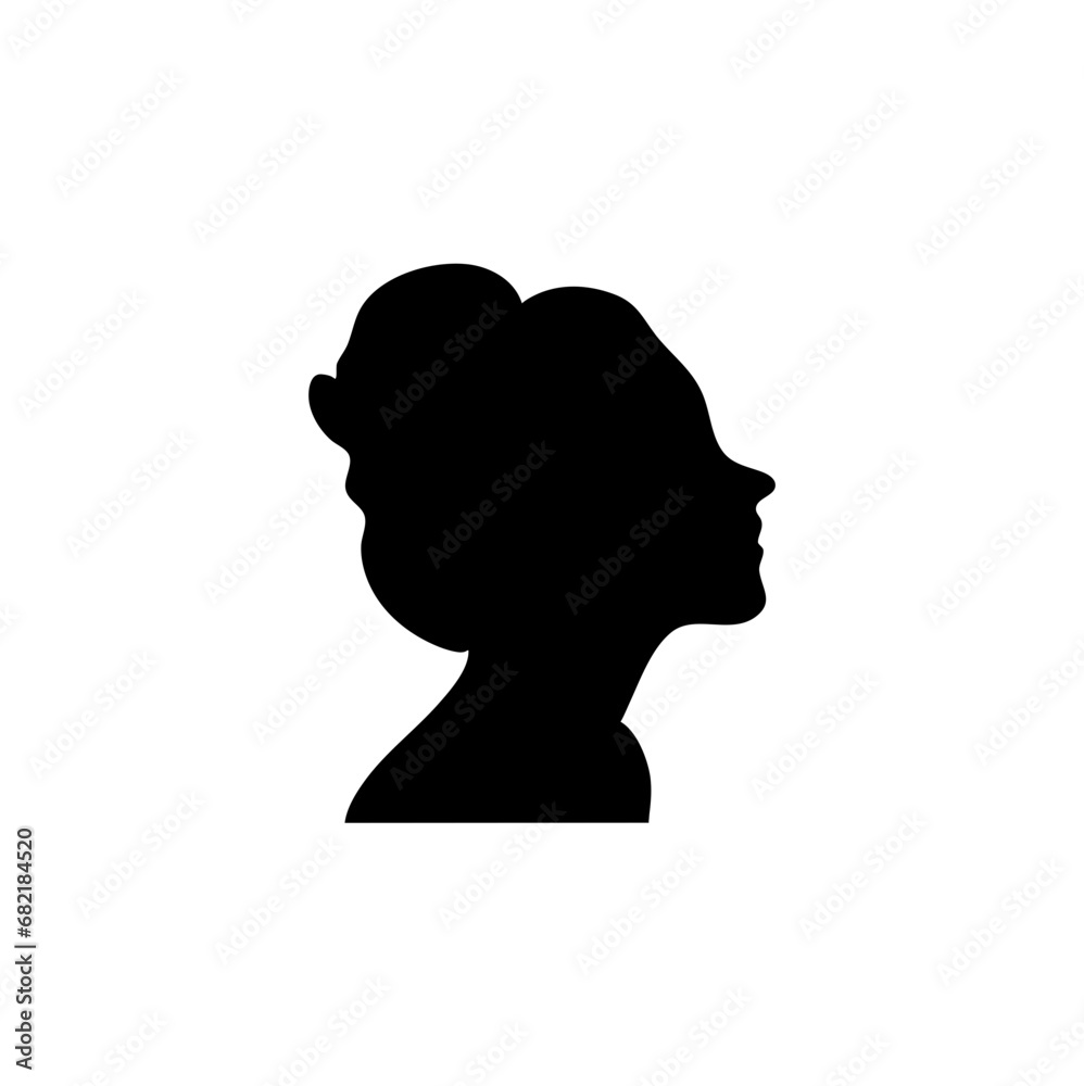 silhouette woman or man head side view avatar illustration