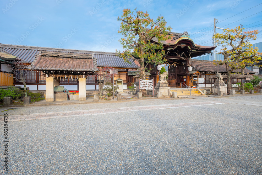 Kyoto, Japan - March 31 2023: Rokusonno shrine built in 963, enshrines MInamota no Tsunemoto the 6th grandson of Emperor Seiwa. It's one of the best cherryblossom viewing spots in Kyoto