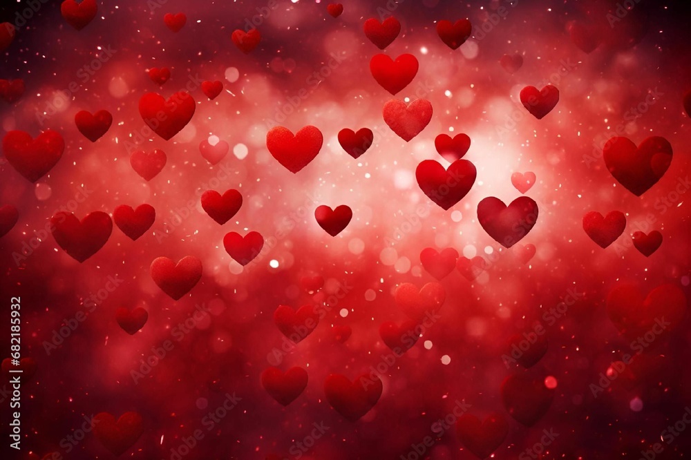 AI generated illustration of an abundance of vibrant red hearts floating across a red backdrop AI generated illustration of an abundance of vibrant red hearts floating across a red backdrop