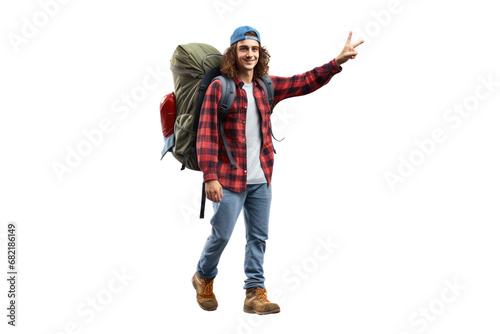 Wanderlust Journeys: The Art of Hitchhiking Adventures Isolated on Transparent Background