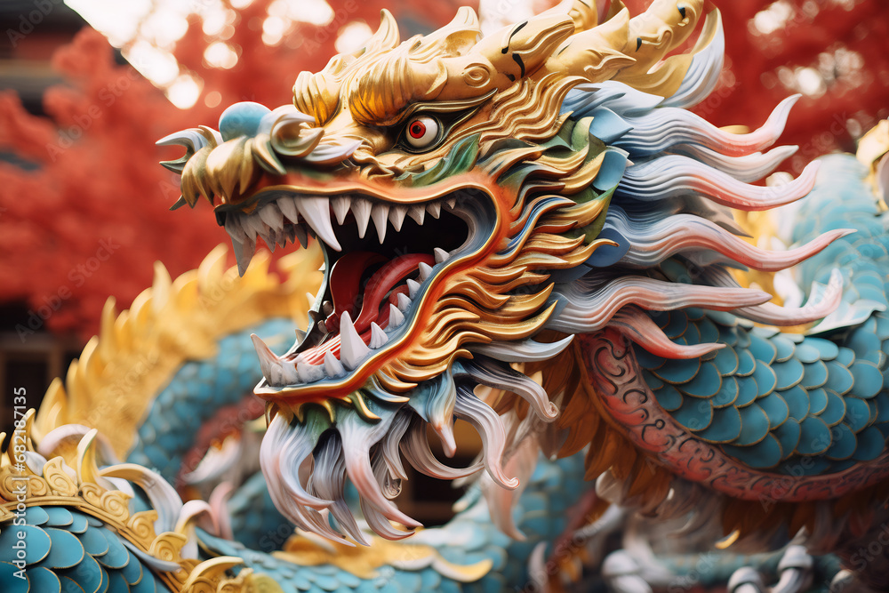 Blue Chinese Dragon symbol of 2024. Chinese New Year Blue Chinese Dragon symbol of 2024. Chinese New Year