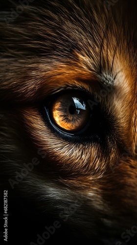Photo close up of a Fox   s eyes 