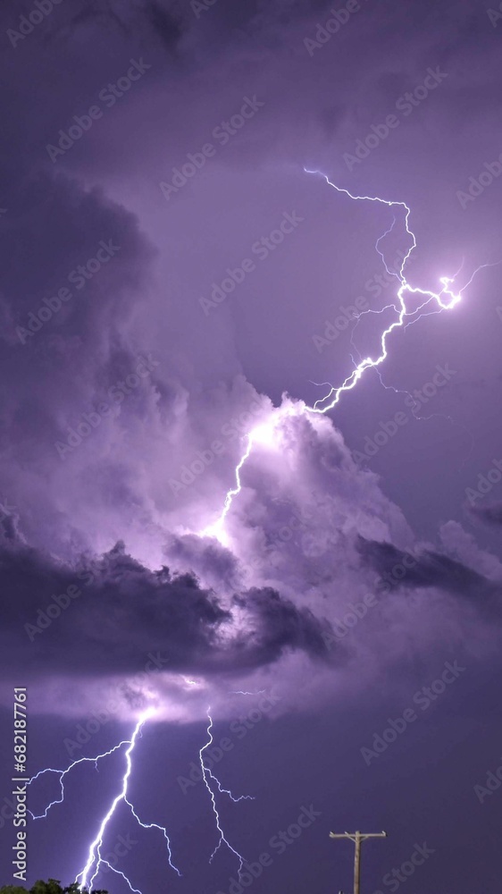Powerful lightning bolt streaks through the night sky