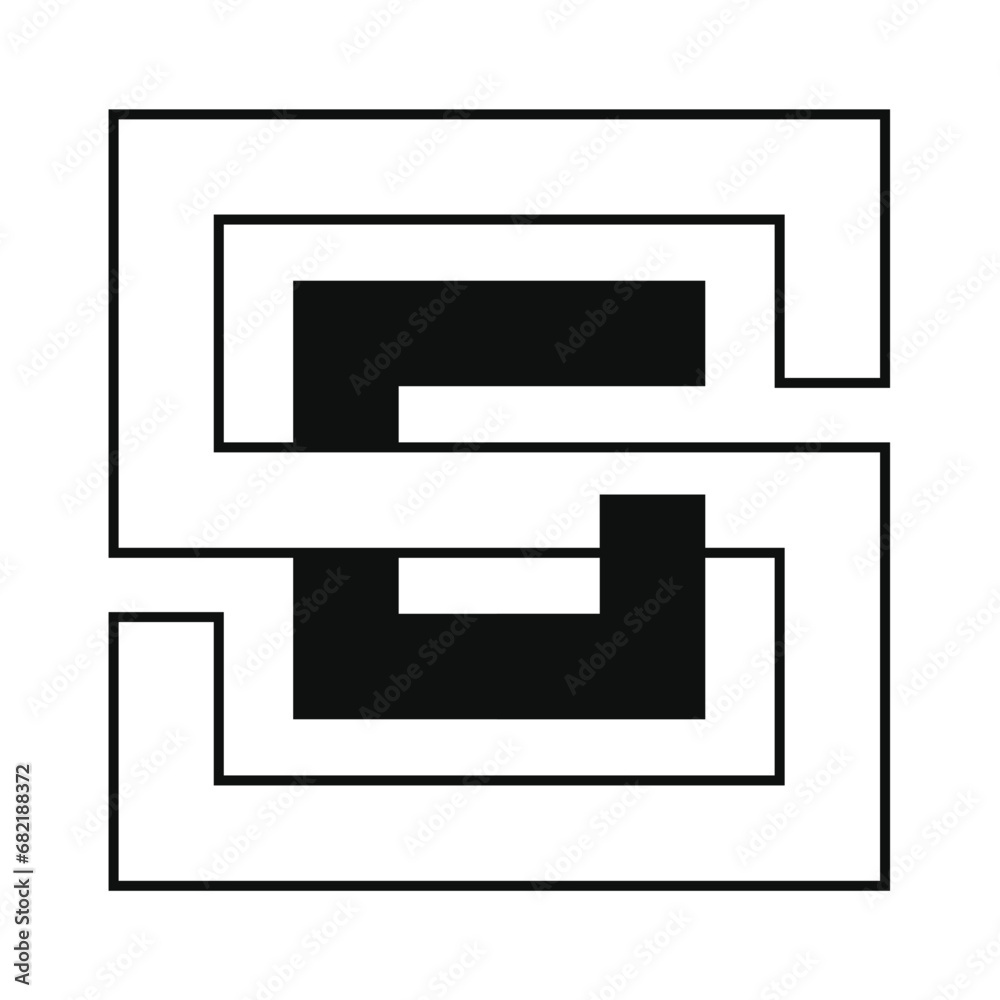 Create a logo with the letters SG in a square format, utilizing both solid and outlined elements, presented in a black and white color scheme. Create a logo with the letters SG in a square format, utilizing both solid and outlined elements, presented in a black and white color scheme.