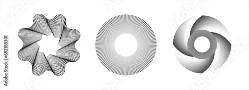 Design spiral dots backdrop. Abstract monochrome background. Vector-art illustration. No gradient, Trendy design element for frame, round logo, sign, symbol, web, prints, posters, template, pattern