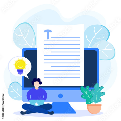 Illustration vector graphic cartoon character of blogging