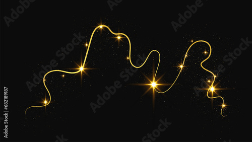 Gold glittering confetti wave and stardust photo