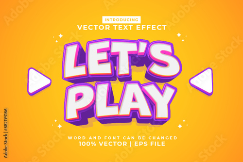 Editable text effect Lets Play 3d cartoon template style premium vector photo
