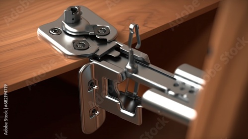 Cabinet swing door hinge furniture with screwdriver. Repair of f photo