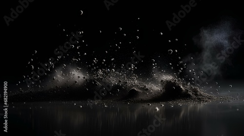 dust particles splash and bokeh on a dark background