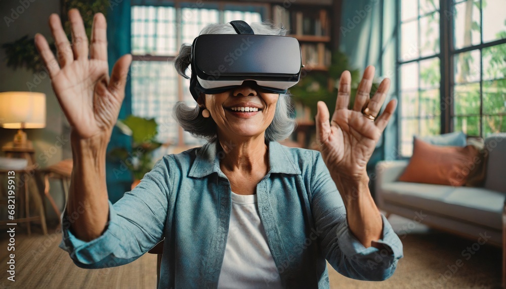 Joyful elderly in VR redefining leisure and learning at home Joyful elderly in VR redefining leisure and learning at home