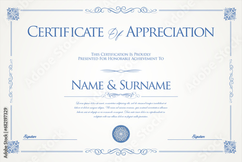 Certificate or diploma retro vintage design