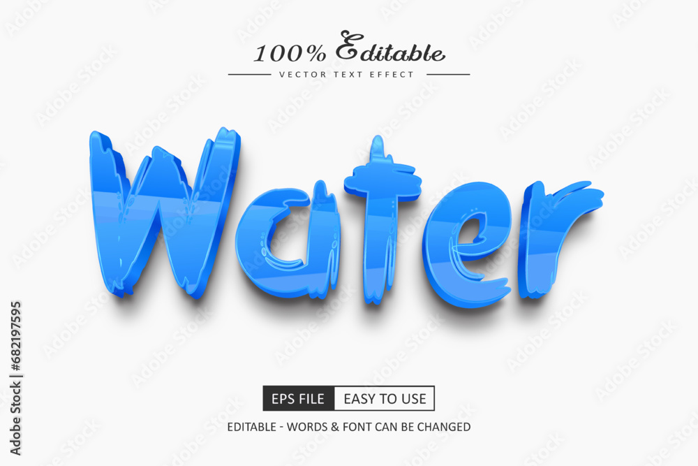 Editable Water text effect, 3d text style