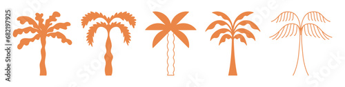 Vector logo design template with palm trees - abstract summer and vacation badge and emblem for holiday rentals, travel services, tropical spa and beauty studios..