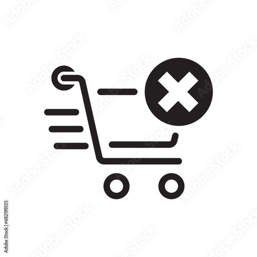 Shopping cart cross vector icon