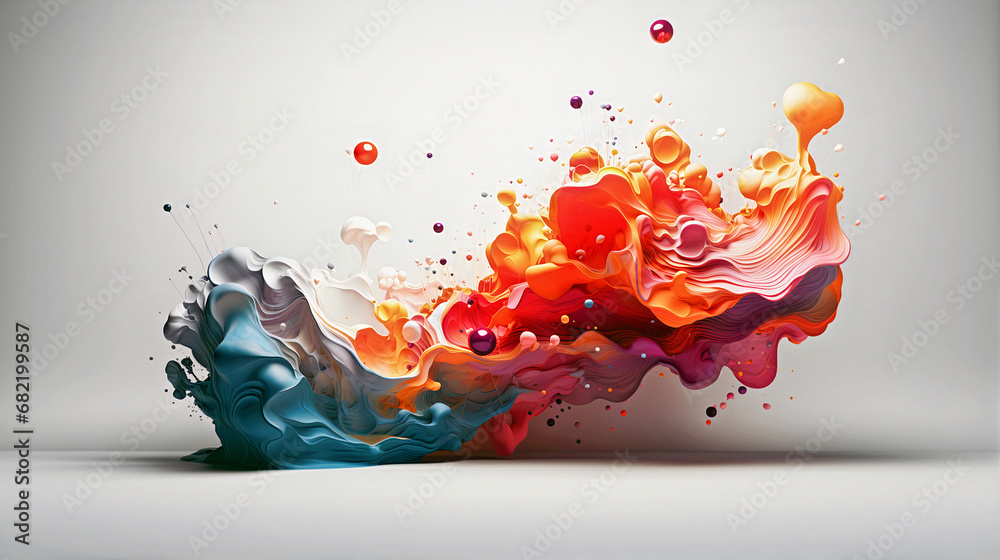 Colorful wavy liquid waves, abstract background, modern abstract illustration. Generative AI