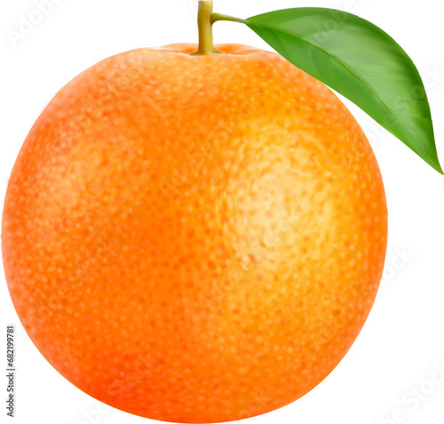 Realistic ripe orange whole citrus fruit. Isolated 3d vector vibrant plant with green leaf, boasts a tangy aroma and juicy, sweet flesh that bursts with refreshing zest, a delightful burst of sunshine