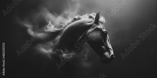Horse head and smoke on white background  © Marc Andreu