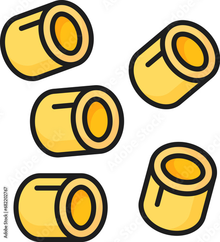 Tubettini type of pasta shaped like small tubes, color outline icon. Vector dry ditalini pasta type, italian cuisine food
