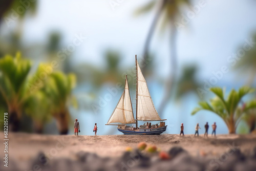 Tilt Shift Miniaturen - Weltreise mit Segelschiff photo