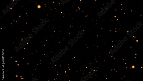 Particles abstract background with golden shining stars dust bokeh glitter.