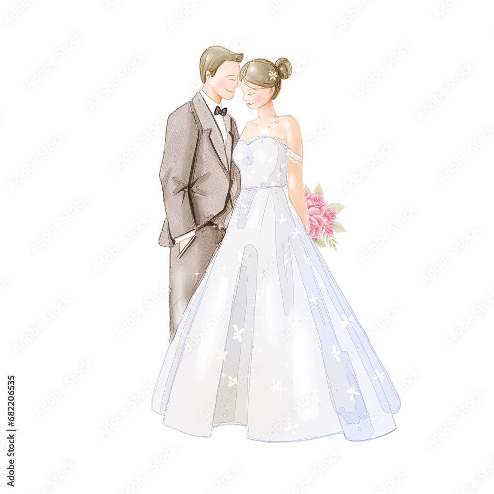 bride and groom in wedding dress watercolor bride and groom in wedding dress watercolor