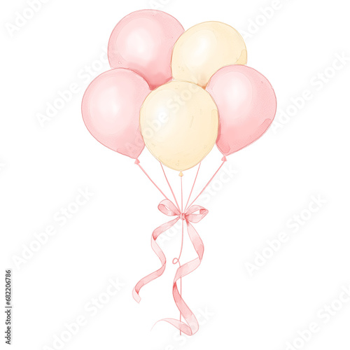 watercolor pink and white balloons illustration