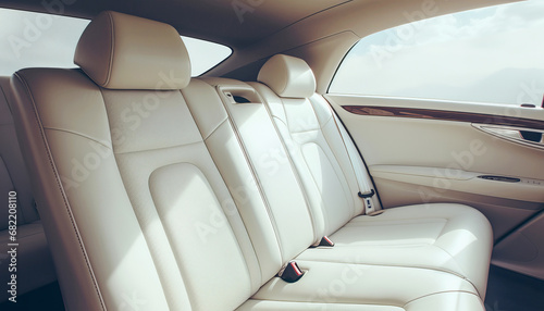 White leather rear passenger seats in a modern luxury car