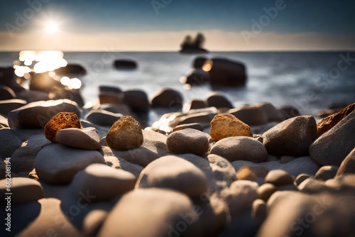 Stone wall on the Baltic sea in the summer. Pakri coast, island in Estonia, Europe