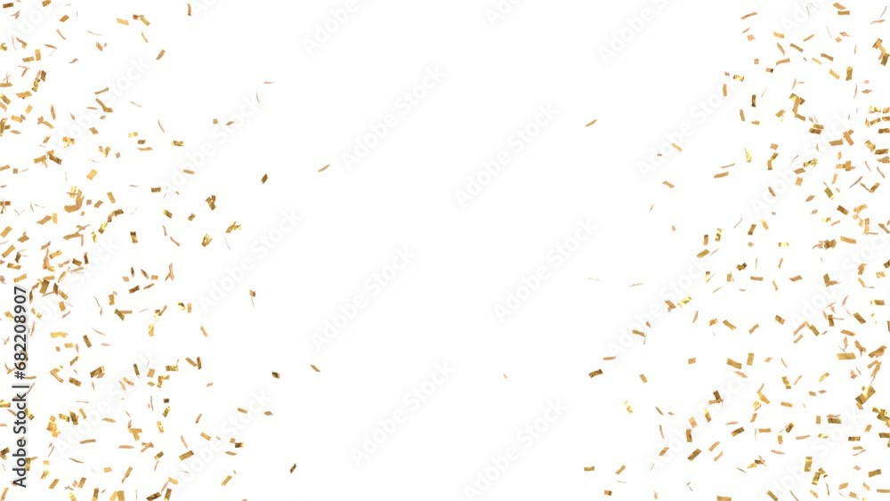 two jets of golden confetti from the center of the image launched