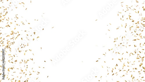 two jets of golden confetti from the center of the image - launched from a cannon slowly falling - separated alpha channel