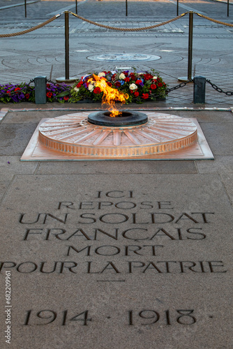 The Ark of Triumph, Paris, France.Unknown soldier's grave. photo