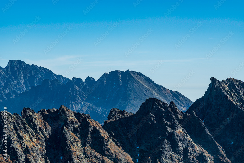 Gerlachovsky stit, Koncista and Satan mountain peaks in High Tatras mountains in Slovakia Gerlachovsky stit, Koncista and Satan mountain peaks in High Tatras mountains in Slovakia