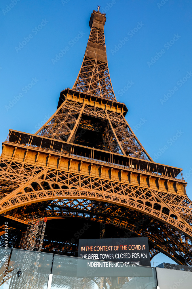 Paris, France. The Eiffel tower during the May 2020 lockdown.