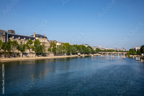 Louvre museum and Seine river, Paris, France.