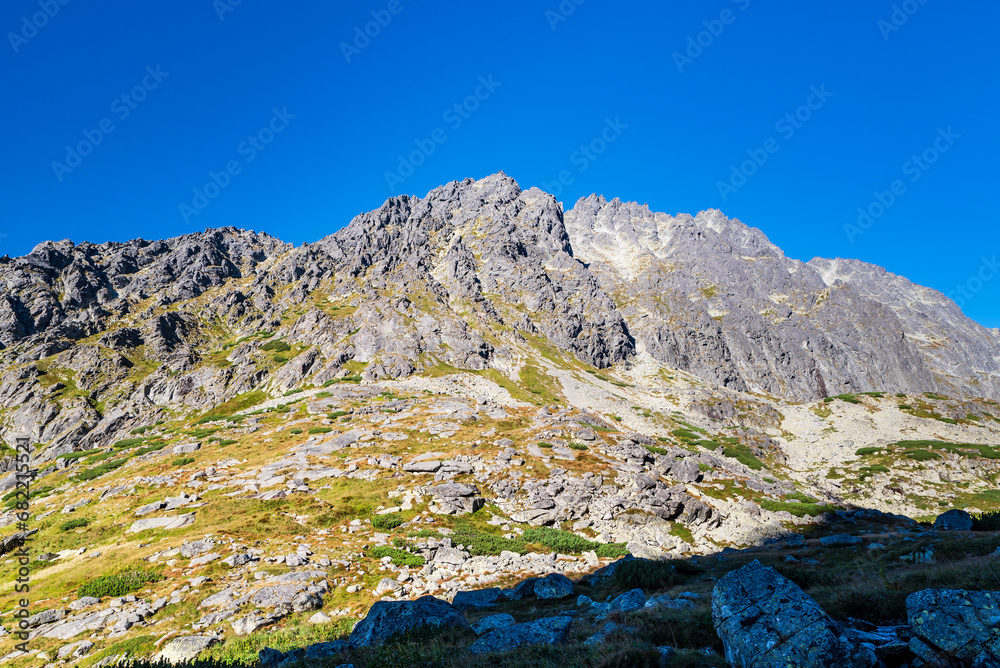 Velicka dolina vaelly with peaks above in HIgh Tatras mountains in Slovakia