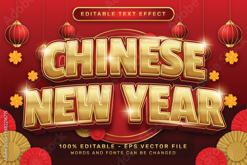 chinese newyear 3d text effect and editable text effect with lanterns and Chinese ornaments
