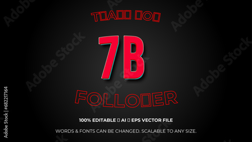 Thank you 1Billion followers congratulation template banner. 1B celebration subscribers template for social media. Editable text style Effect. Vector illustration.