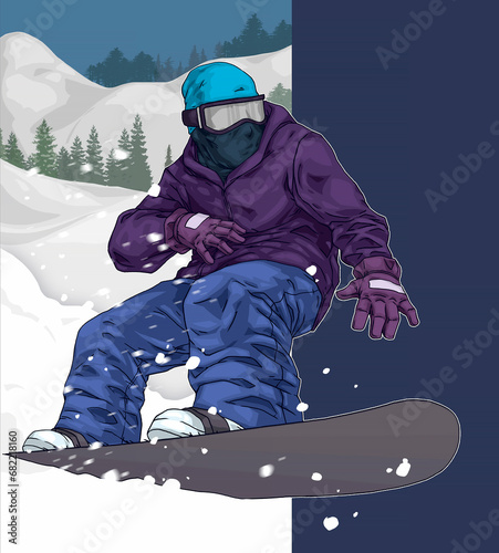 snowboarder against the background of mountains close-up