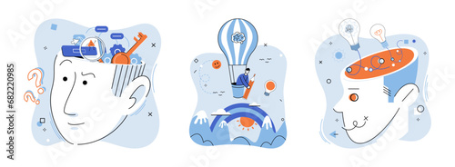 Positive thinking. Vector illustration. Surrounding yourself with positivity nurtures peaceful state mind Positive thinking can be catalyst for personal growth The positive thinking metaphor reminds