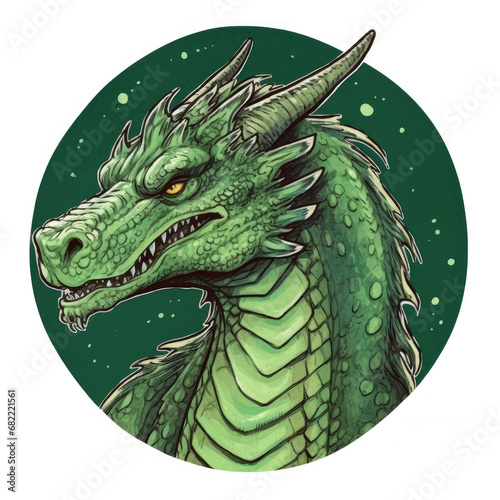 Portrait of a green dragon. the Year of the Dragon according to the Eastern calendar