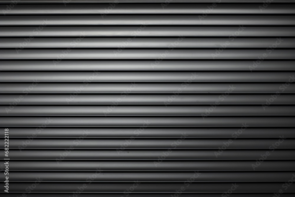 Gray horizontal metal roller shutters, surface close-up Gray horizontal metal roller shutters, surface close-up