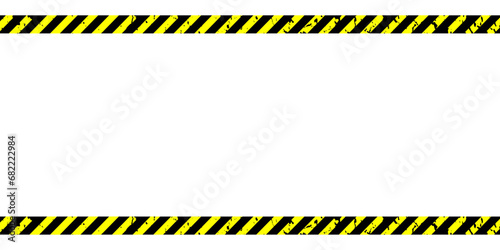 Line yellow and black color with texture and text space. Black and yellow police stripe border, construction, danger, closed caution tapes on white background.  Warning Background for your design. EPS